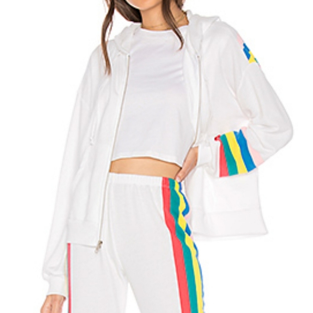 Wildfox Couture Spectrum Marquis Zip Hoodie in Clean White, Size XL ~ EUC